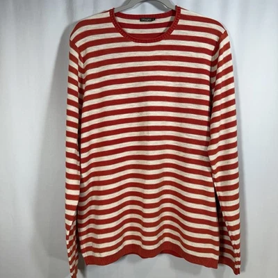 Suéter para mujer J McLaughlin XL rojo tostado a rayas mezcla de lino minimalista clásico Foto 1 de 4