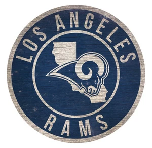 Los Angeles Rams Sign Wood 12 Inch Round State Design - Picture 1 of 1