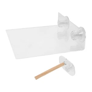 Plataforma acrílica con ventosa percha madera viaje coche baño ventana pájaro 2 piezas - Imagen 1 de 12