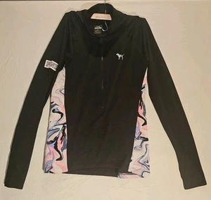Top Pullover Victoria's Secret Rosa Pequeño Negro Mármol Ultimate Media Cremallera - Imagen 1 de 7