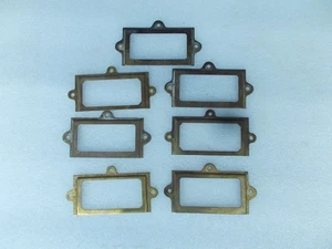 Job Lot Brass Filling Cabinet Draw Label Holders Antique 10 FREE UK POSTAGE) - Picture 1 of 3