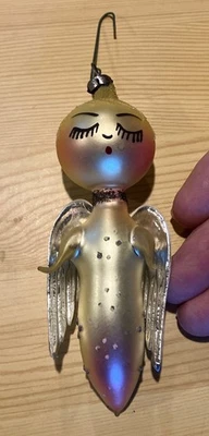Vintage DE CARLINI  Angel  Hand Blown Glass Ornament  - Image 1 of 4