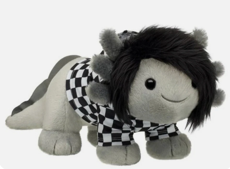 Emo Axolotl Stuffed Animal Plush Build A Bear Check Hoodie - Gray/Black PRE SALE - Image 1 of 1