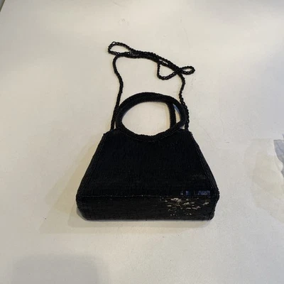 Sasha Womens Small Black Beaded Evening Bag - Image 1 of 2