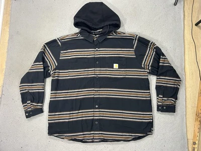 Carhartt Camisa con Capucha Chaqueta Para Hombres 2XL Negro Marrón Ropa de Trabajo Forrada de Vellón Relajada Foto 1 de 4