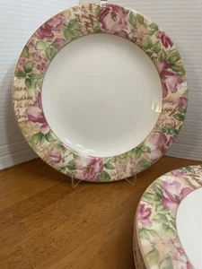 Set Of 5 Royal Doulton Everyday “Poetic Rose” 10.75” China Dinner Plates 1996 - Picture 1 of 3