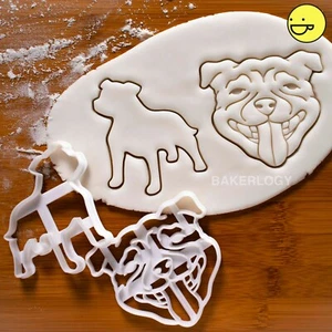 Set of 2 Staffordshire Bull Terrier Face cookie cutters | dog Staffy Staffie - Picture 1 of 13
