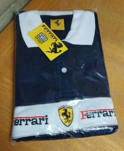 Vintage 80s 90s Official Ferrari Licenced Polo Shirt Navy Blue *RARE New Sealed* - Picture 1 of 4