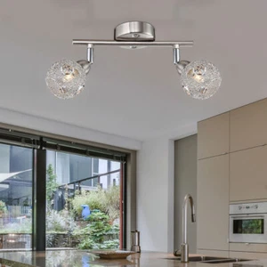 Faretto da Soffitto Plafoniera Lampada Spot 2 Fiamma Regolabile Cromo L 25,5 CM - Foto 1 di 5