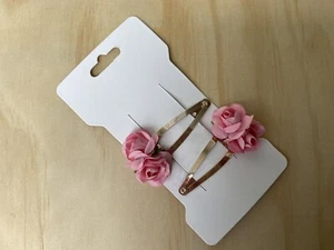 2 X Paper Mulberry Flowers Snap Clips Rose Gold Handmade Mulberry Flowers Pair - Picture 1 of 10