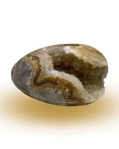 Sehr seltsame Onyx Marmor Eier weiß beige braun, tolles Muster 246g /80mm - Bild 1 von 7