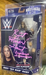 AUTOGRAPHED BRET HART WRESTLEMANIA ELITE SERIES FIGURE - Picture 1 of 4