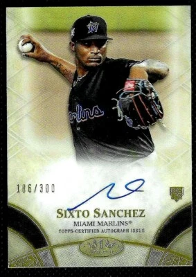 SIXTO SANCHEZ ⭐ 2021 Topps Tier One Rookie RC ON CARD AUTO /300 Miami Marlins - Image 1 of 2