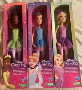 Disney Princess, 3 Fashion Doll Ballerina Barbies - Tiana, Cinderella, Rapunzel - Picture 1 of 19