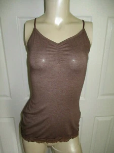 Maurices Spaghetti Strap Tank Top Brown V-Neck Lace Detail Juniors Small EUC - Picture 1 of 4