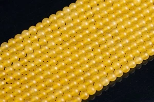 Cuentas sueltas redondas de piedras preciosas grado AAA de jade amarillo ocre de 3 mm 15" - Imagen 1 de 3