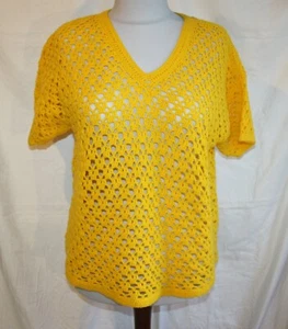 Total gelber leuchtender Pulli gehäcket bitte Größen beachten Hand Made - Bild 1 von 5