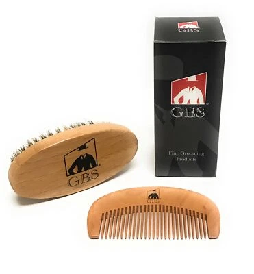 Men's 100% Boar Bristle Beard Brush & Natural Wood Beard Comb Hair Mustache S... - Image 1 of 4