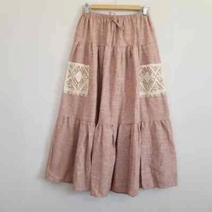 Vintage Lovely J Red Tiered Maxi Skirt Size Large - Picture 1 of 8
