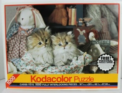 Kodacolor 1000 pc Kittens SEALED PUZZLE In the Toy Room Rose Art #77777 RARE NEW - Image 1 of 4
