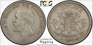Sweden 1898-E.B.  1 Krona   PCGS cleaning XF details.  KM#535   Nice coin!! - Picture 1 of 3