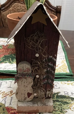 Vintage Handcrafted Christmas Tin Roof Birdhouse Cover