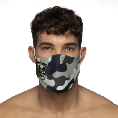 ADDICTED 'Camo Shield' Adult Stretch Face Mask Gray/Black Adjustable Reuse *NWT* - Image 1 of 4