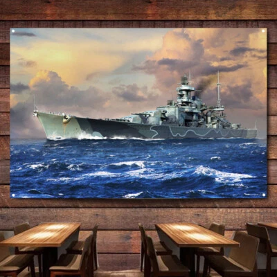 German Battleship Scharnhorst Wall Art Poster Warship Military Flag Decor Banner - Image 1 of 4