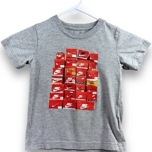 The Nike Tee Sneaker Shoe Box T-Shirt Kids Size 6 Gray Excellent Rare - Picture 1 of 7