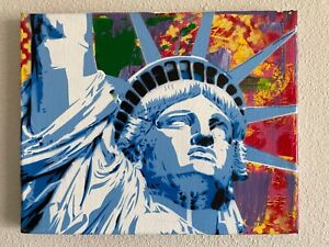 Statue of Liberty 8"x10"x1" Painting on Canvas - Ellis Island NYC USA Merica Art
