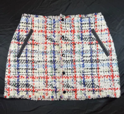 $495 NWT Rag & Bone Combo Otis Snap-Front Tweed Skirt Plaid Mulitcolor Size 10 - Image 1 of 4