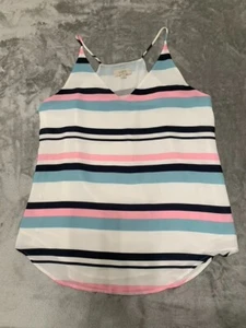 Camiseta sin mangas Loft Outlet para mujer pequeña a rayas ligera forrada con tiras - Imagen 1 de 7