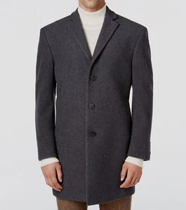 $395 Calvin Klein Men's Gray Slim-Fit Wool-Blend Overcoat Jacket Size 38R - Picture 1 of 1