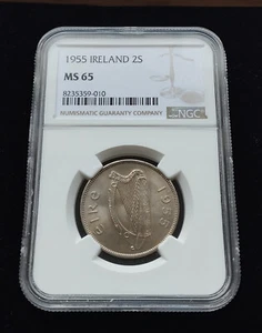 Ireland 1955 | Florin | Irish 2 Shillings | Salmon | KM.15a | MS65 - Foto 1 di 2