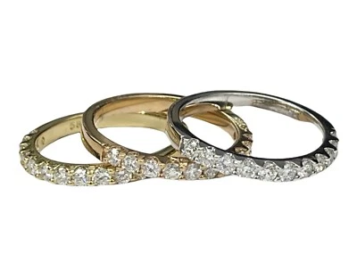 Natural Round Brilliants Stackable Set Rings 1.50 Carats 14kt Gold - Image 1 of 4