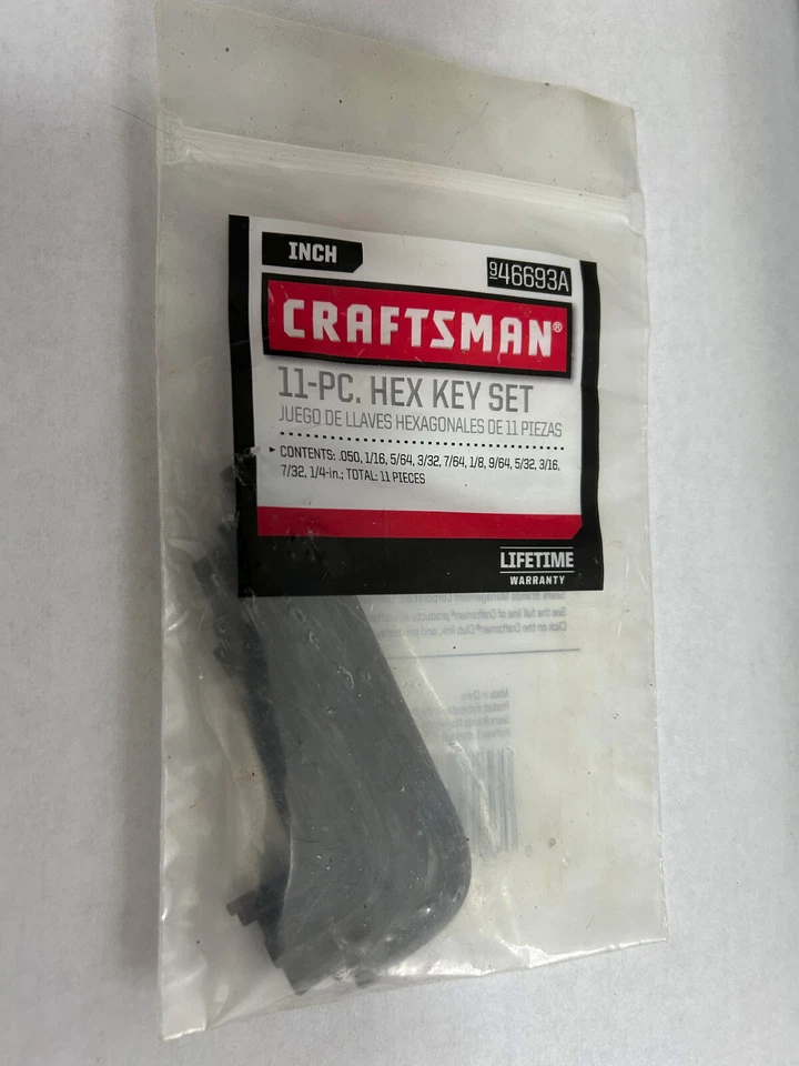 Craftsman 11 Pc. Inch Hex (Allen) Key Wrench Set, Part #46693A - Image 1 of 1