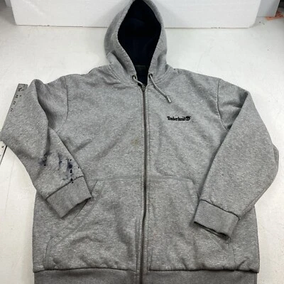 Timberland Full Zip Ribbed Lining Jacket With Hood Gray Stained. Size Small. - Image 1 of 4