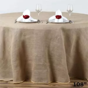 108" Natural BURLAP ROUND TABLECLOTH Wedding Party Catering Reception Linens - Picture 1 of 4