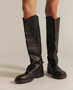 Free People Bryce Equestrian Boots Womens 8.5 Chocolate Brown Grunge Riding New - Picture 1 of 12