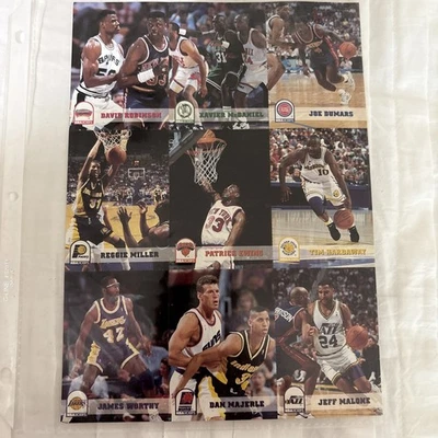 SkyBox NBA Hoops 1993 hoja de tarjeta sin cortar Ewing Robinson Worthy MILLER Hardaway Salón de la fama Foto 1 de 2