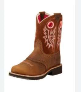 Ariat Fatboy Kinder Mädchen Cowgirl Westernstiefel Größe 11 hellbraun rosa Leder - Bild 1 von 10