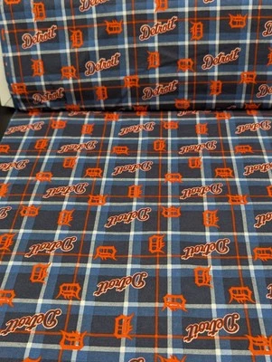 2 Yard Fabric Material Lot MLB Detroit Tigers Plaid Flannel Cotton 42in Joann - Image 1 of 4