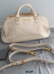 Miumiu Croc Embossed 2way Handbag Shoulder Bag Women White Gold used - Picture 1 of 10