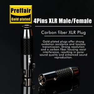 Enchufe XLR de fibra de carbono premium enchapado en oro de 4 pines para micrófono de estudio equipo de audio - Imagen 1 de 10