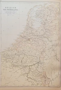 1882 Blackie große Karte Belgien Niederlande Luxemburg farbig gedruckt - Bild 1 von 6