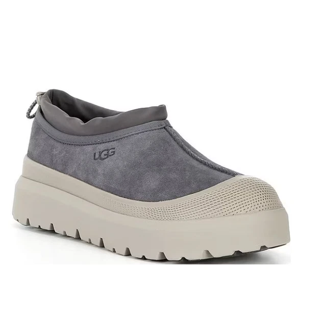 热卖 UGG 男式 Tasman 冬季天气混合斗篷拖鞋 - 黑曜石/Cobble 灰色 — 第 1/4 张图片