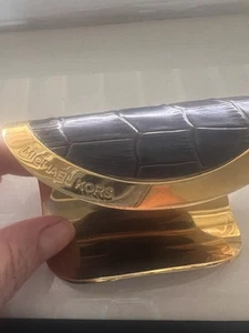Michael Kors Cuff Bracelet Gold Crocodile Brown  - Picture 1 of 6