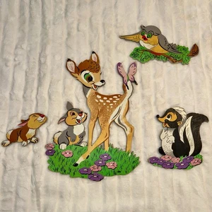 Vintage Bambi Disney Wandbehang 4 tlg Set Deko Kinderzimmer Kinderzimmer Klopfer 50er Jahre - Bild 1 von 16