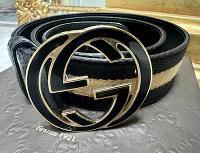 Orig. Gucci Gürtel Damen, in Farbe Schwarz/Beige, Gr. 90 - Bild 1 von 4