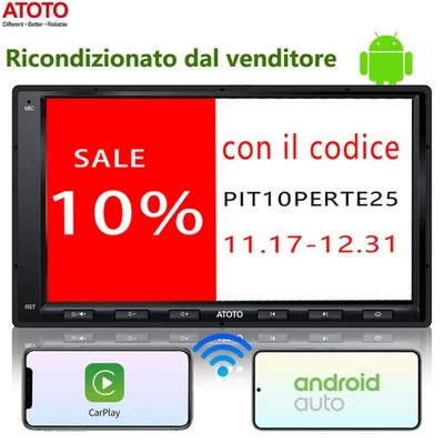 ATOTO A6PF 7 Pollici DAB+ Autoradio Android 2 DIN DAB GPS CarPlay Android Auto - Immagine 1 di 4